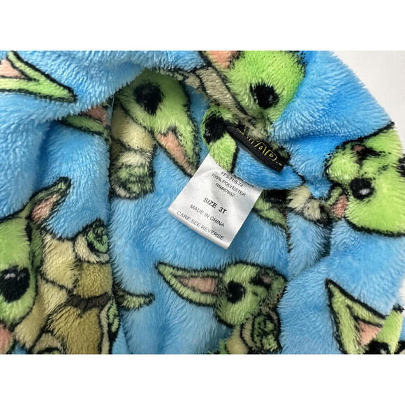 Star Wars Blue Grogu Boys Plush Blue Fleece Bathrobe 3T - Disney - Picture 3 of 4